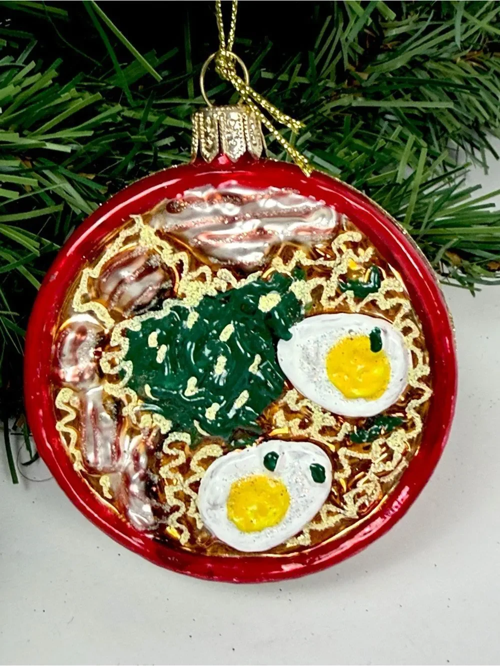 Glass Christmas Ornament Bowl Of Ramen made in Poland for Sur La Table